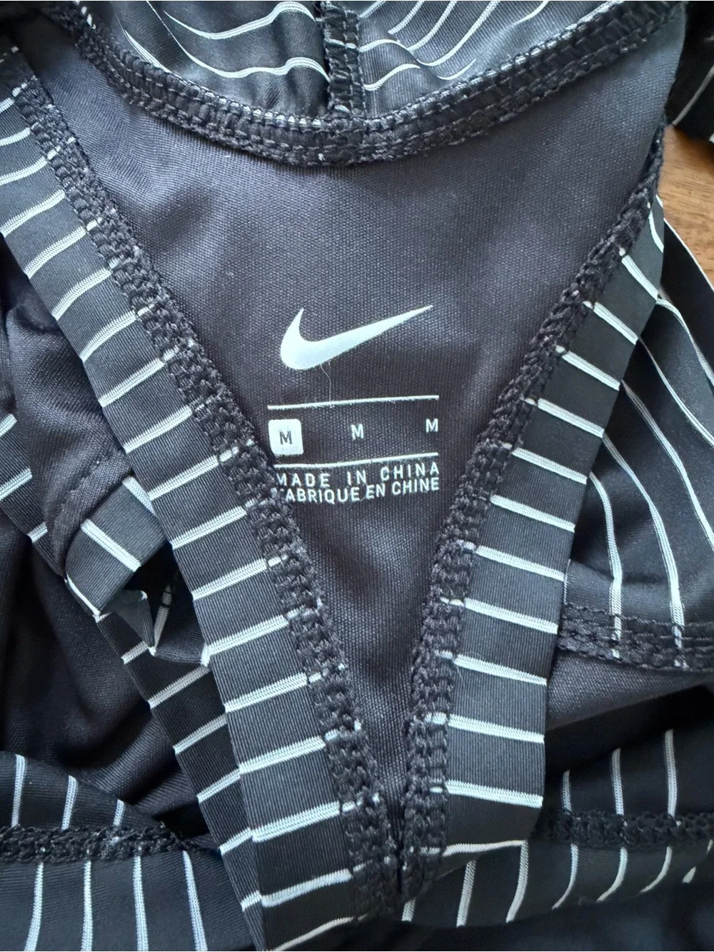 Nike Black Hooded Performance Racerback Tank w/ Gray Pinstripe Panels - Size M